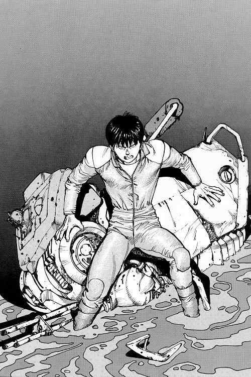 Kaneda in AKIRA black and white manga